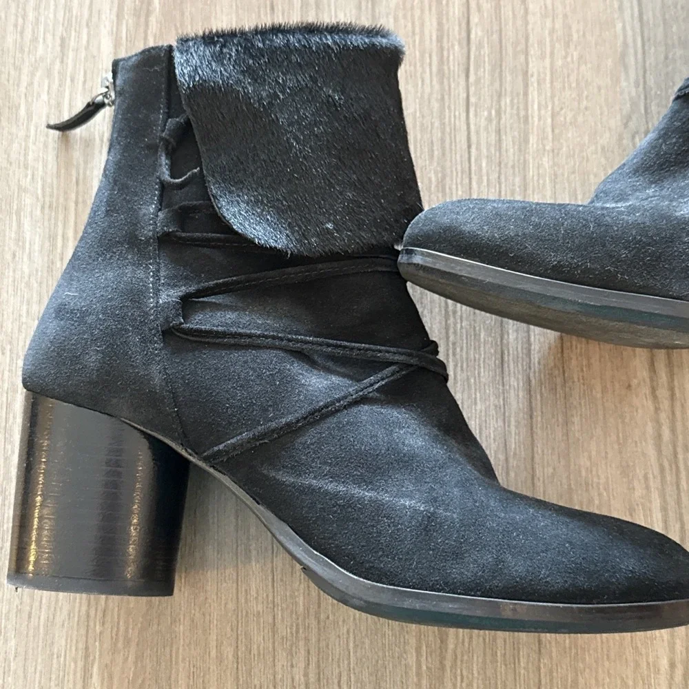 Homer Artisan‎ Spain Suede Ankle Boots Booties Size 37 Black